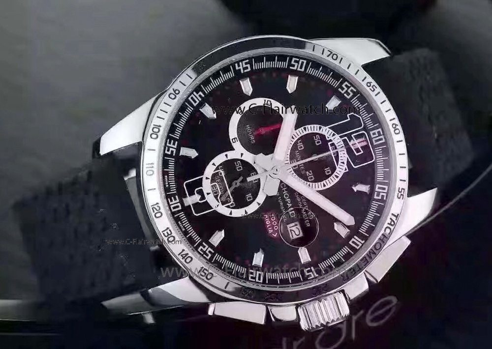 2018 Copy Chopard Alfa Romeo Chronograph Watch SS Black Dial